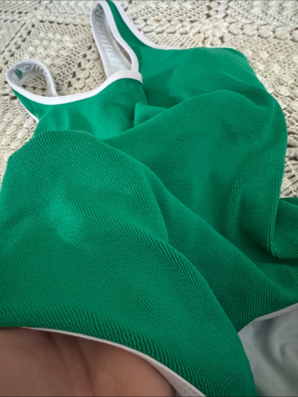 Primark Green One-Piece Swimsuit with White Trim - Picture 4 of 4